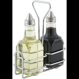 Bottle & Lid Combo 6 OZ Glass Chrome Plated Square With Rack 1/Set