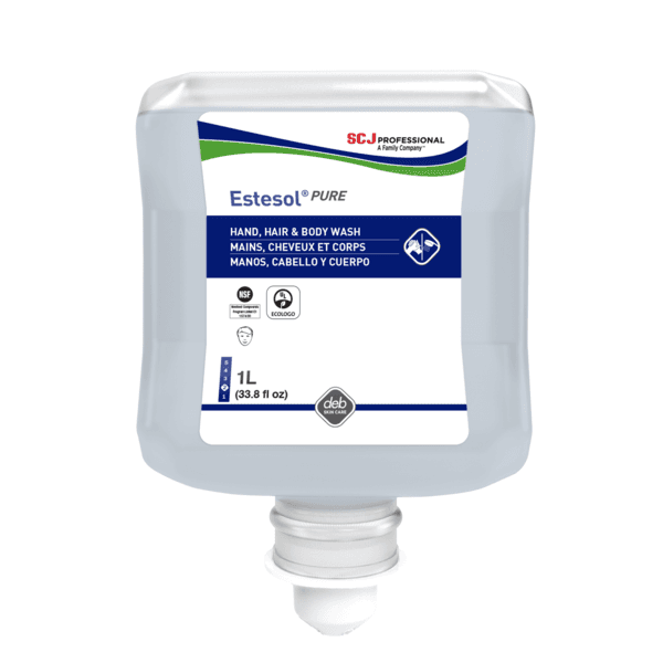 Estesol® PURE Hand, Hair & Body Wash Liquid 1 L Unscented Perfume-Free Clear Hypoallergenic 6/Case