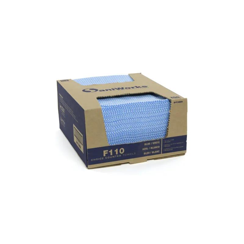 SaniWorks® Food Service Cleaning Towel 12X21 IN Blue White Counter 200/Case