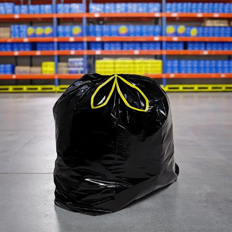Can Liner 40X42 IN 55 GAL Black LLDPE 1MIL Drawtape Closure 100/Case