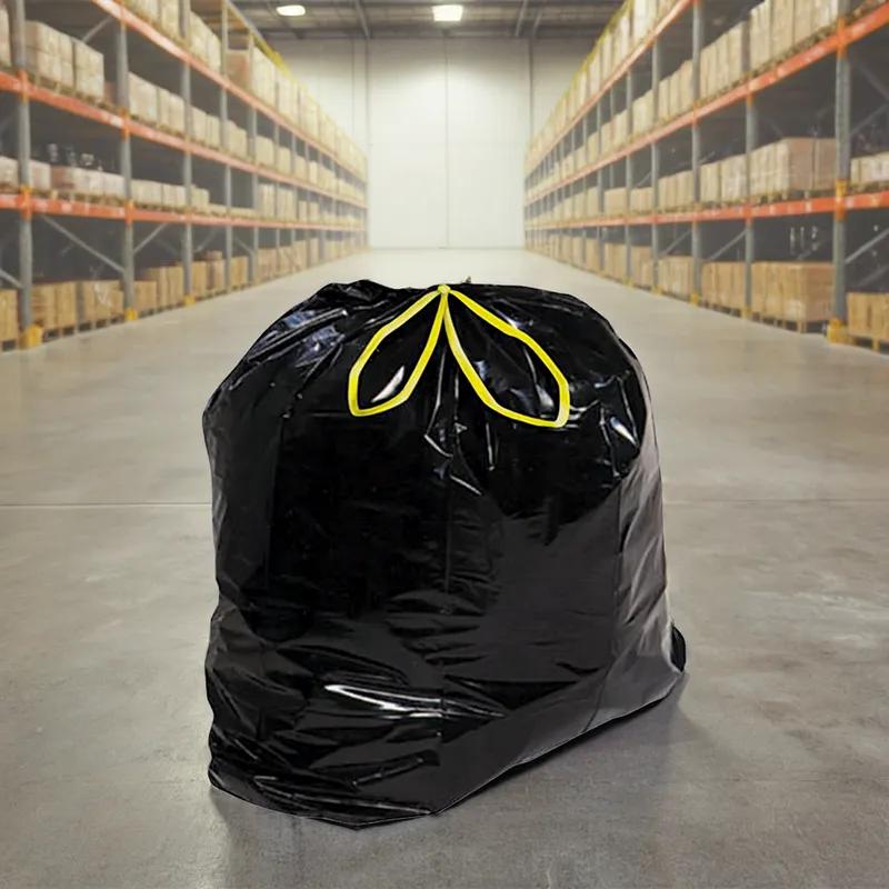 Can Liner 40X42 IN 55 GAL Black LLDPE 1MIL Drawtape Closure 100/Case