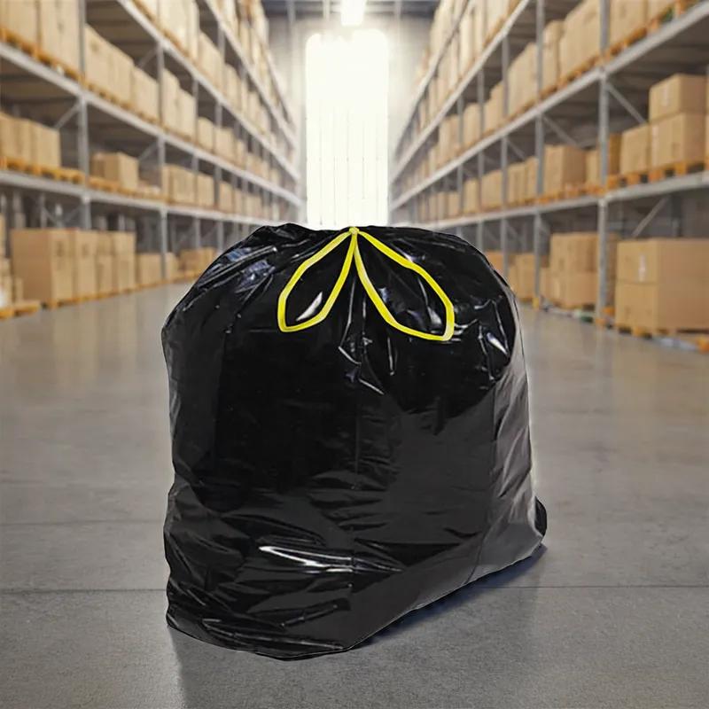 Can Liner 40X42 IN 55 GAL Black LLDPE 1MIL Drawtape Closure 100/Case