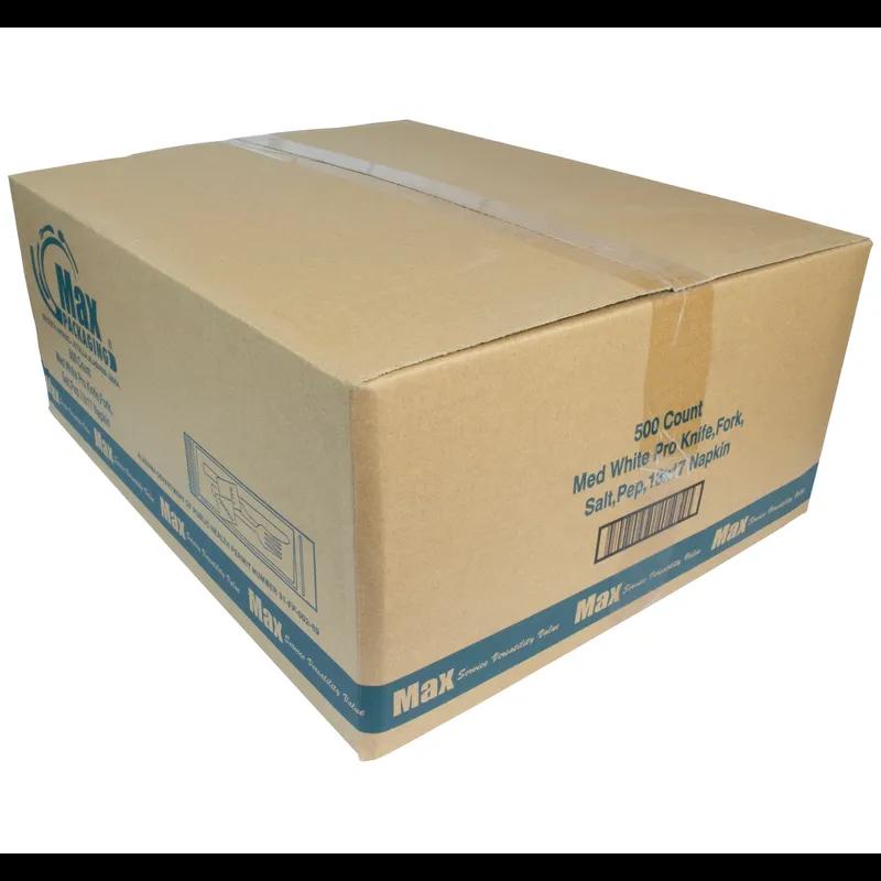 5PC Cutlery Kit PS White Medium Weight Individually Wrapped With 13X17 Napkin,Fork,Knife,Salt & Pepper 500/Case