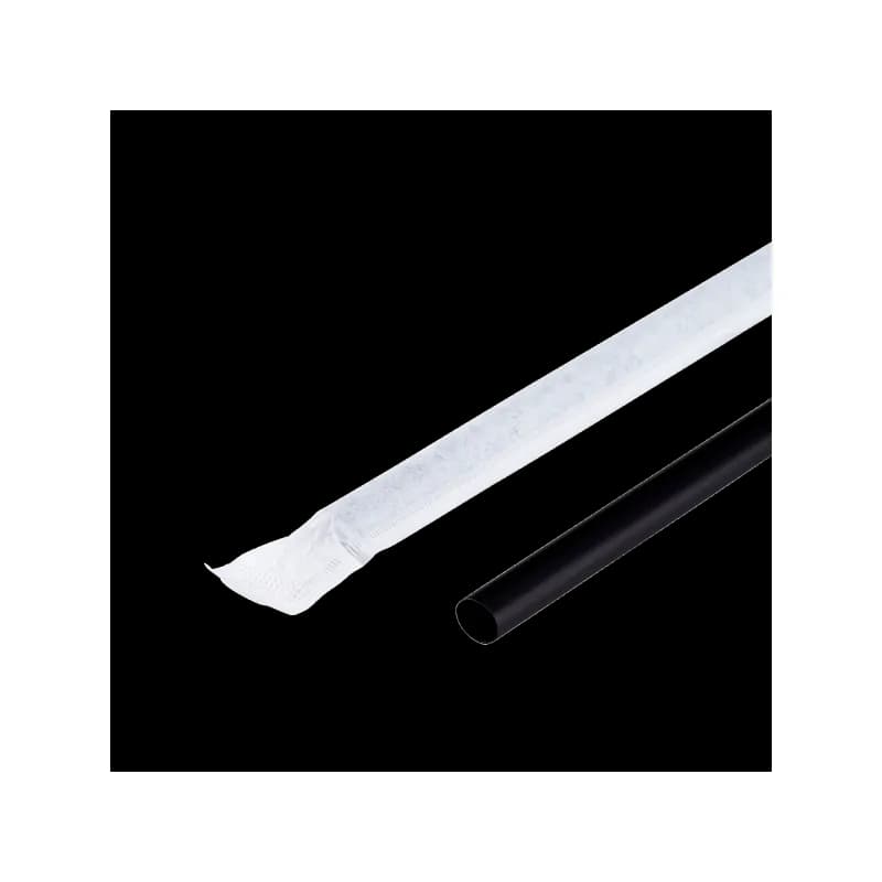 Giant Straw 9 IN Paper Black Wrapped 2500/Case