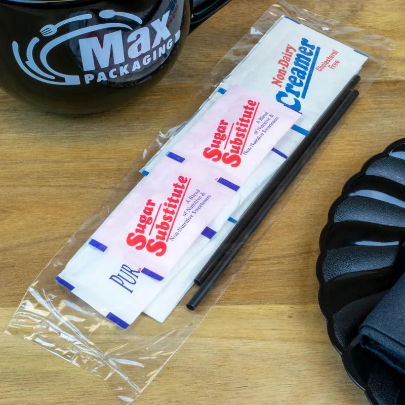 Coffee 6PC Hospitality Kit With Stirrer Napkin Sugar Substitute Creamer 2 Sugars 250/Case