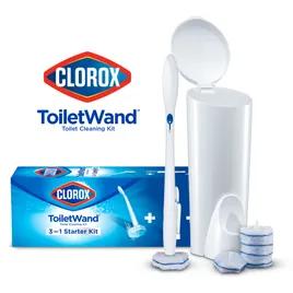 Clorox® Toilet Cleaning Toilet Bowl Brush Handle, Caddy & Refill White Wand Kit 1/Each