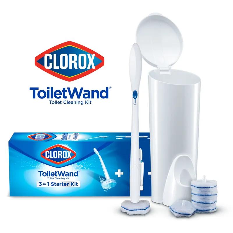 Clorox® Toilet Cleaning Toilet Bowl Brush Handle, Caddy & Refill White Wand Kit 1/Each