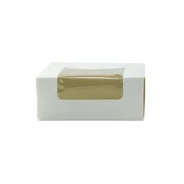 Pastry Box 3.9X3.9X1.6 IN Corrugated Cardboard PET White With Window 420 Count/Case