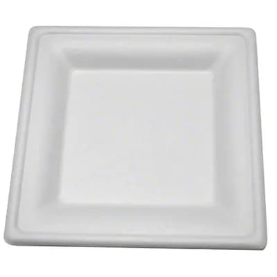 PrimeWare® Plate 6X6 IN Sugarcane White Square Microwave Safe Freezer ...