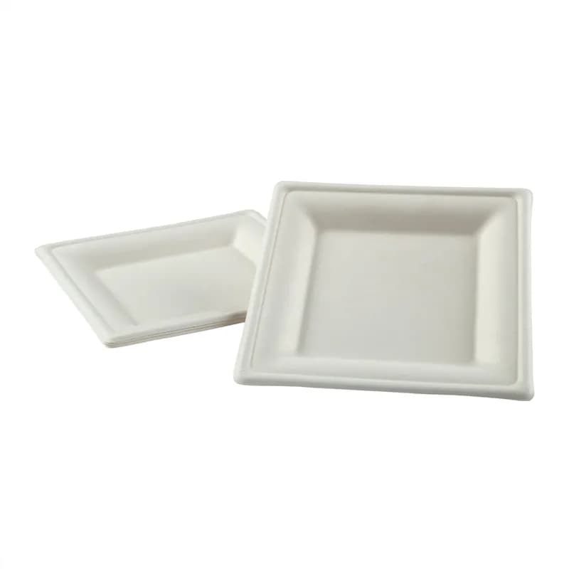 PrimeWare® Plate 6X6 IN Sugarcane White Square Microwave Safe Freezer Safe Grease Resistant 500/Case