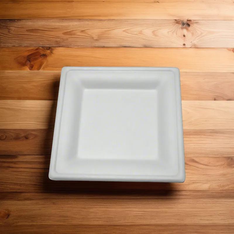 PrimeWare® Plate 6X6 IN Sugarcane White Square Microwave Safe Freezer Safe Grease Resistant 500/Case