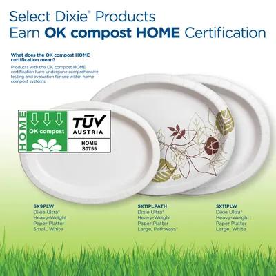Dixie® Ultra Serving Tray Base 8X11 IN Paper White Green Pathways Oval 500/Case
