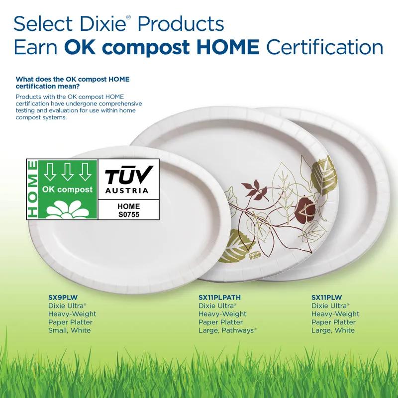 Dixie® Ultra Serving Tray Base 8X11 IN Paper White Green Pathways Oval 500/Case