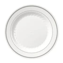 WNA Plate 6 IN Plastic White Silver Round 150/Case