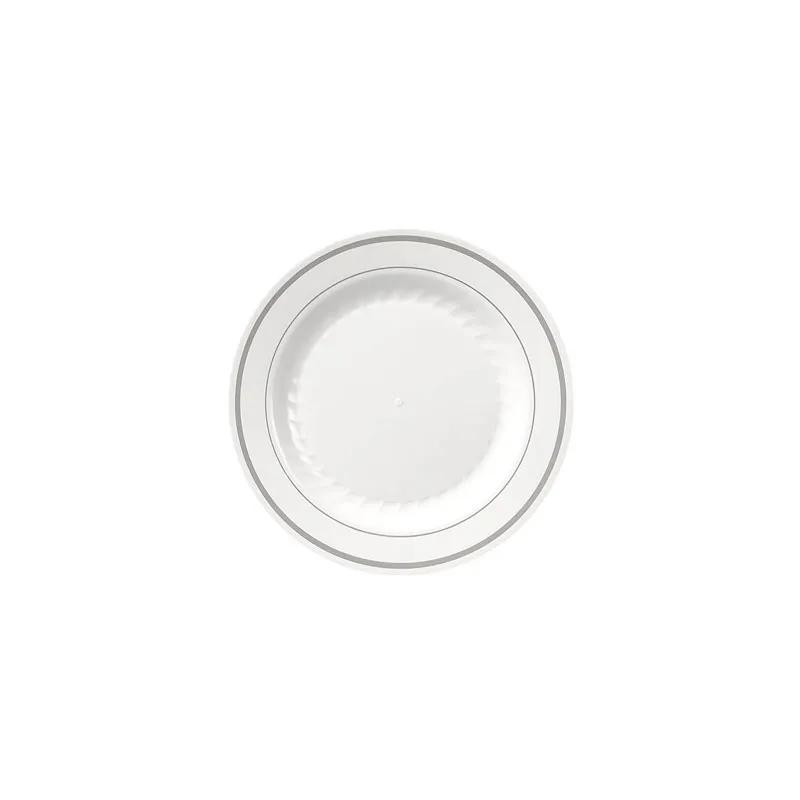 WNA Plate 6 IN Plastic White Silver Round 150/Case