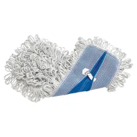 Mop Head 18X5X0.50 IN White Blue Microfiber Looped Finish 6/Case