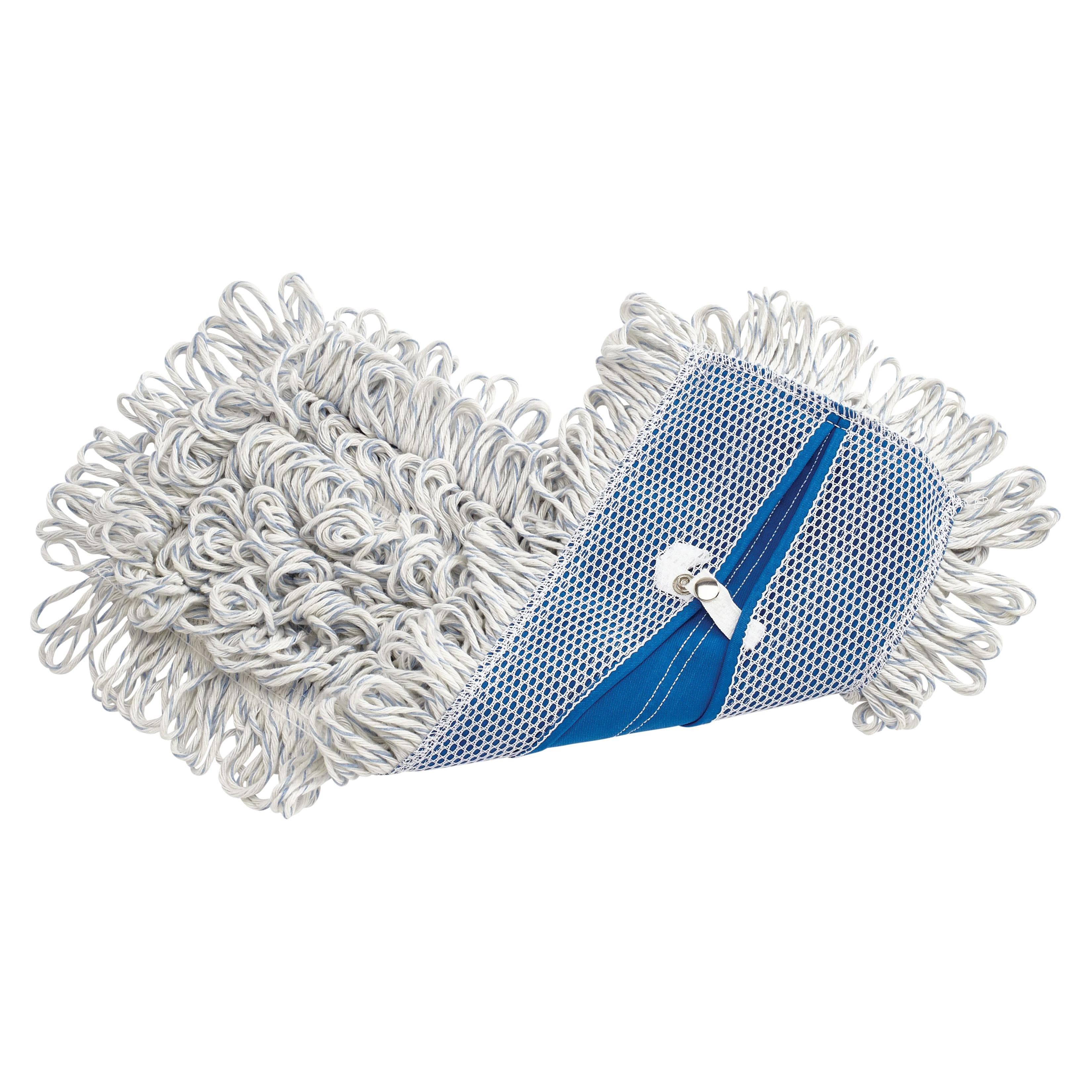 Mop Head 18X5X0.50 IN White Blue Microfiber Looped Finish 6/Case