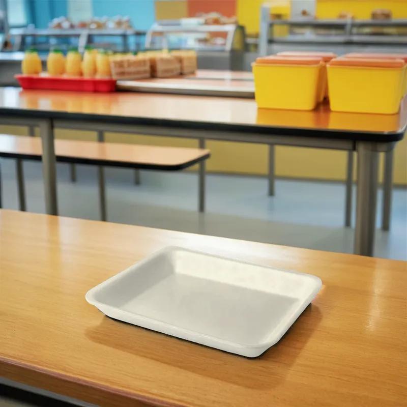 Cafeteria & School Lunch Tray Base 16X12X0.625 IN Polystyrene Foam White Rectangle 100/Case