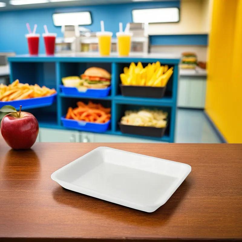 Cafeteria & School Lunch Tray Base 16X12X0.625 IN Polystyrene Foam White Rectangle 100/Case