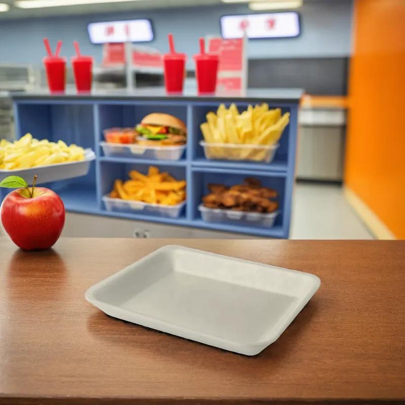 Cafeteria & School Lunch Tray Base 16X12X0.625 IN Polystyrene Foam White Rectangle 100/Case
