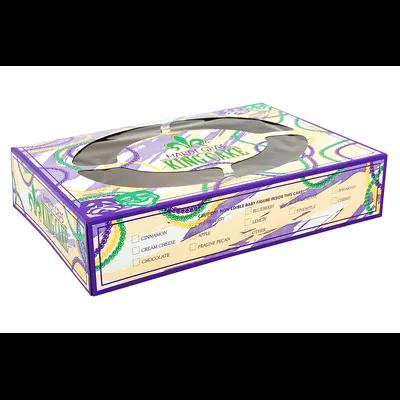 King Cake Box 14X10X3 IN Paperboard Multicolor Mardi Gras 100/Case