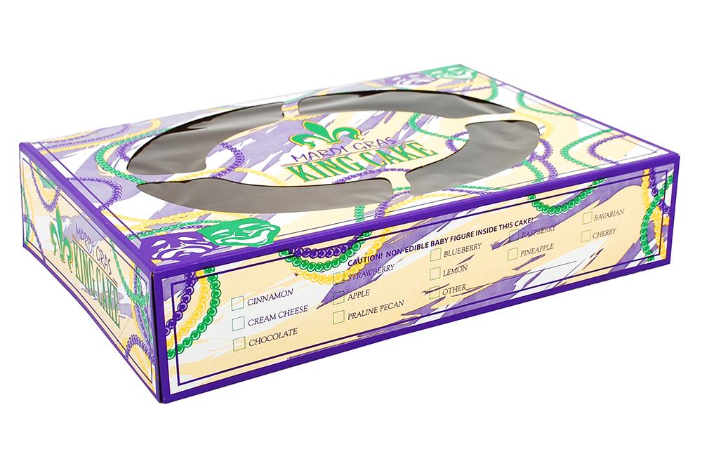 King Cake Box 14X10X3 IN Paperboard Multicolor Mardi Gras 100/Case