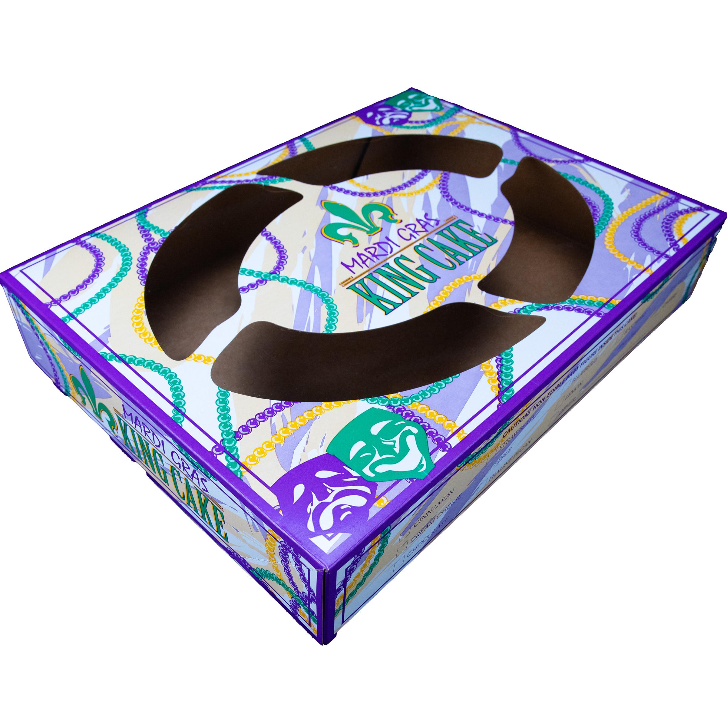King Cake Box 19X14X3.5 IN Paperboard Mardi Gras 50/Case