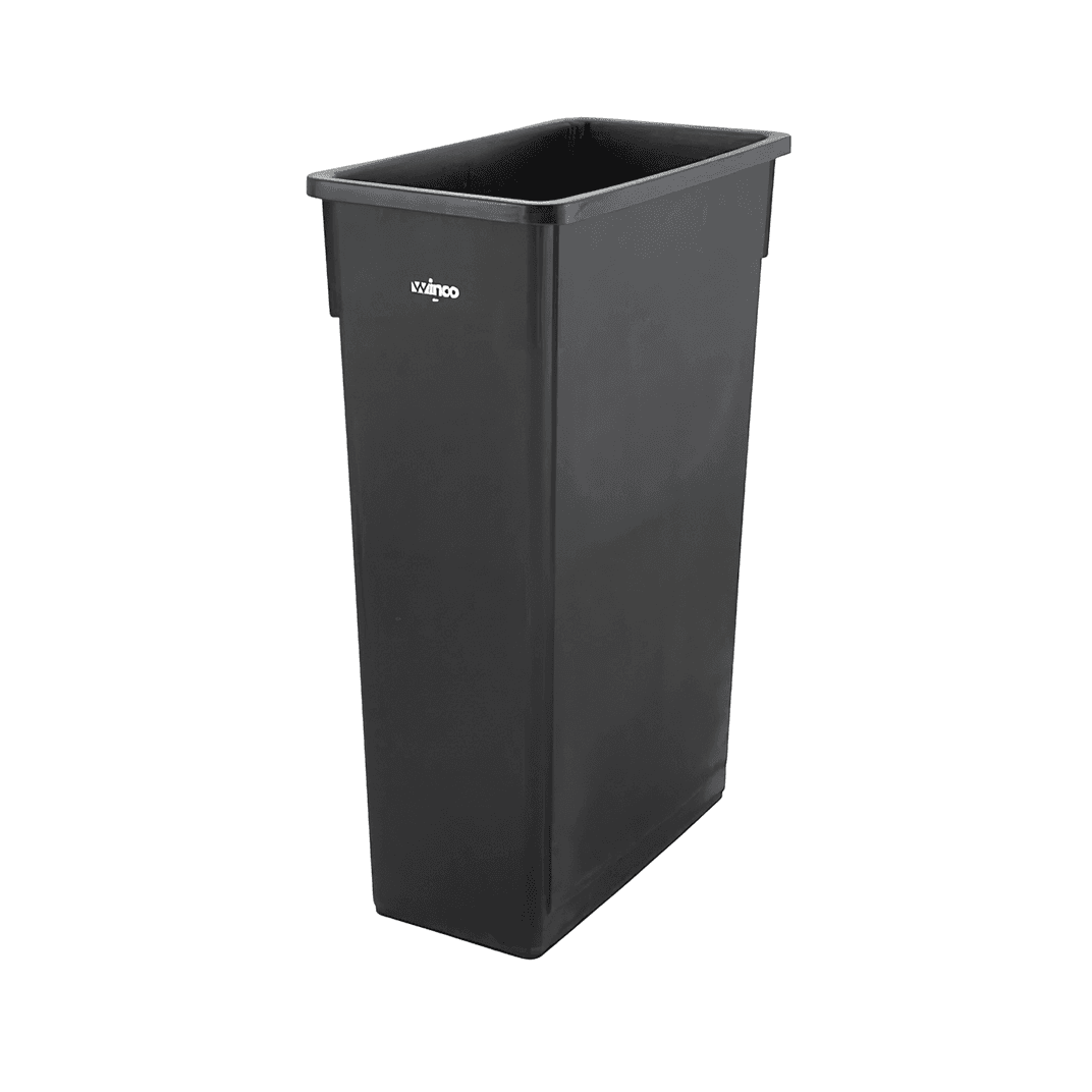 Trash Can 23 GAL 92 QT Black Rectangle Plastic Slim 1/Each