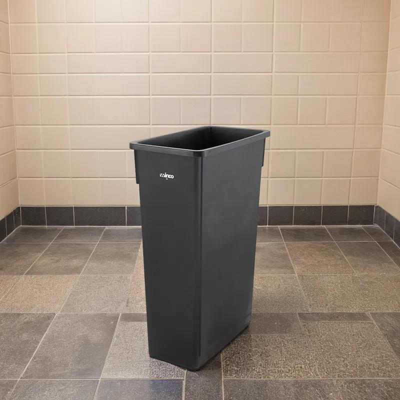 Trash Can 23 GAL 92 QT Black Rectangle Plastic Slim 1/Each