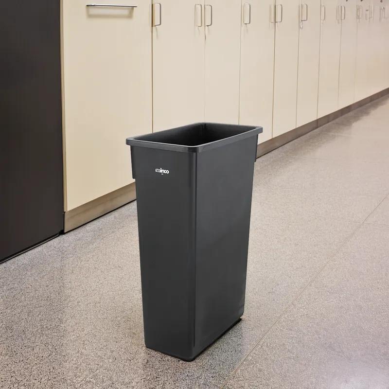 Trash Can 23 GAL 92 QT Black Rectangle Plastic Slim 1/Each