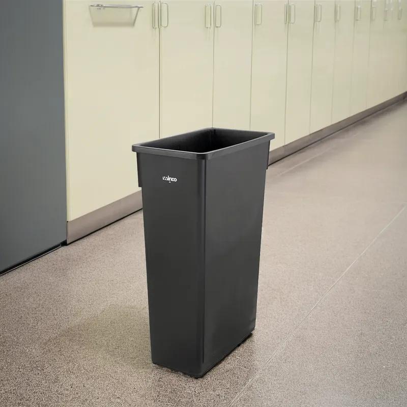 Trash Can 23 GAL 92 QT Black Rectangle Plastic Slim 1/Each