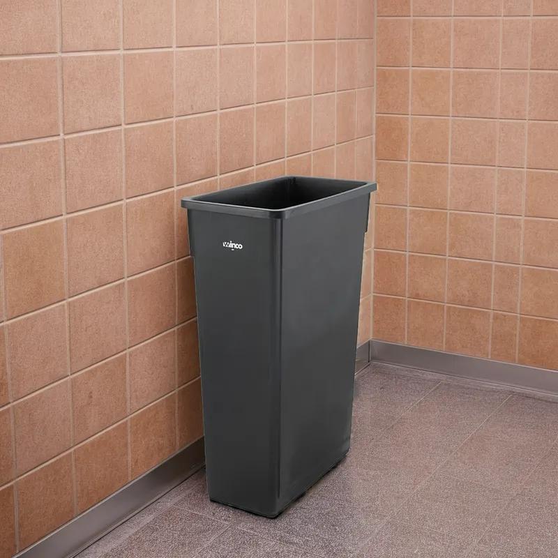 Trash Can 23 GAL 92 QT Black Rectangle Plastic Slim 1/Each