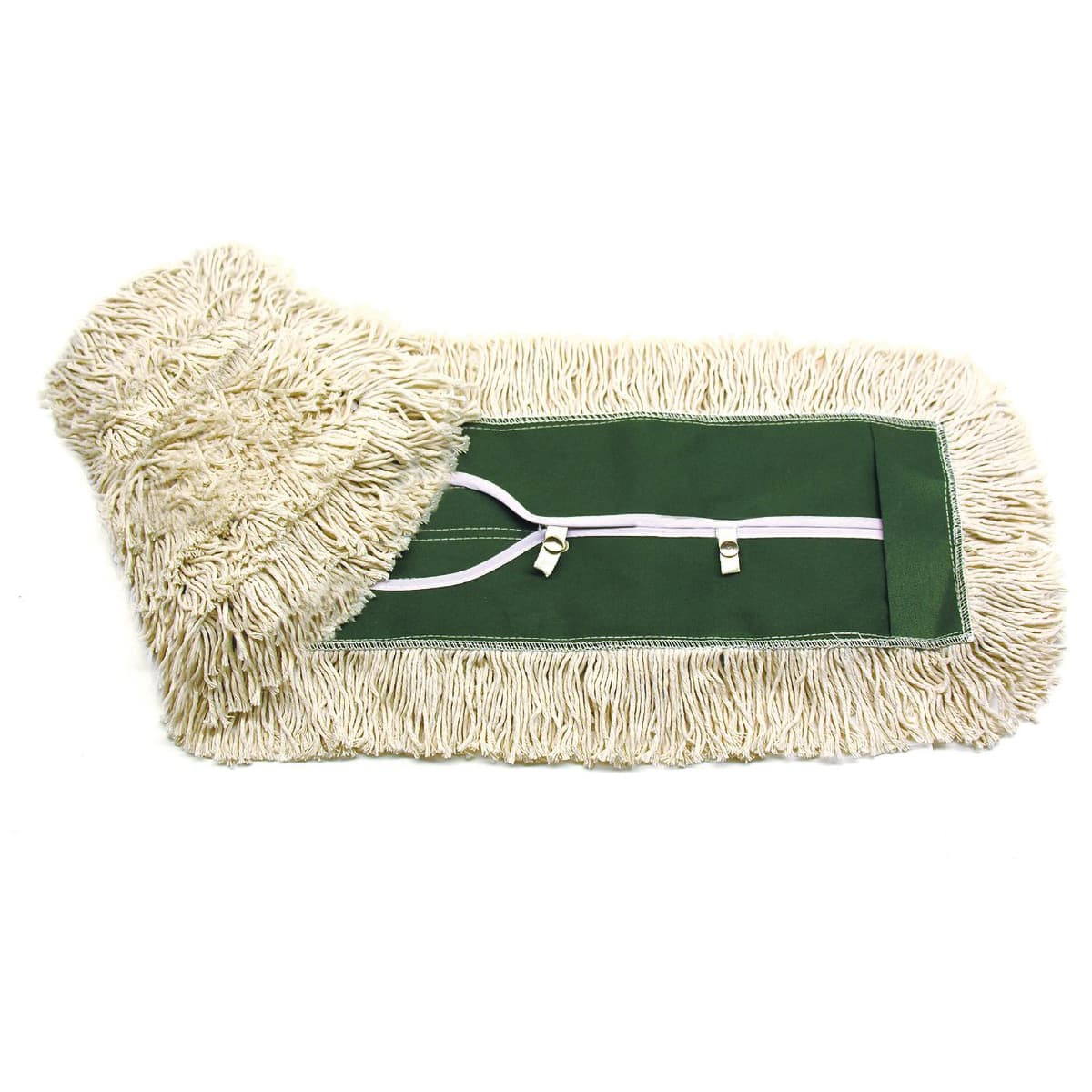 MaxiDust Dust Mop Head 24X5 IN White Green Cotton Cut End 12/Case
