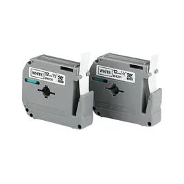 P-Touch® M Series Label Maker Labels 0.47IN X26.2FT Black White Cartridge 2 Packs/Case