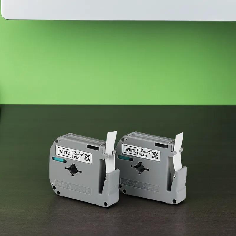 P-Touch® M Series Label Maker Labels 0.47IN X26.2FT Black White Cartridge 2 Packs/Case