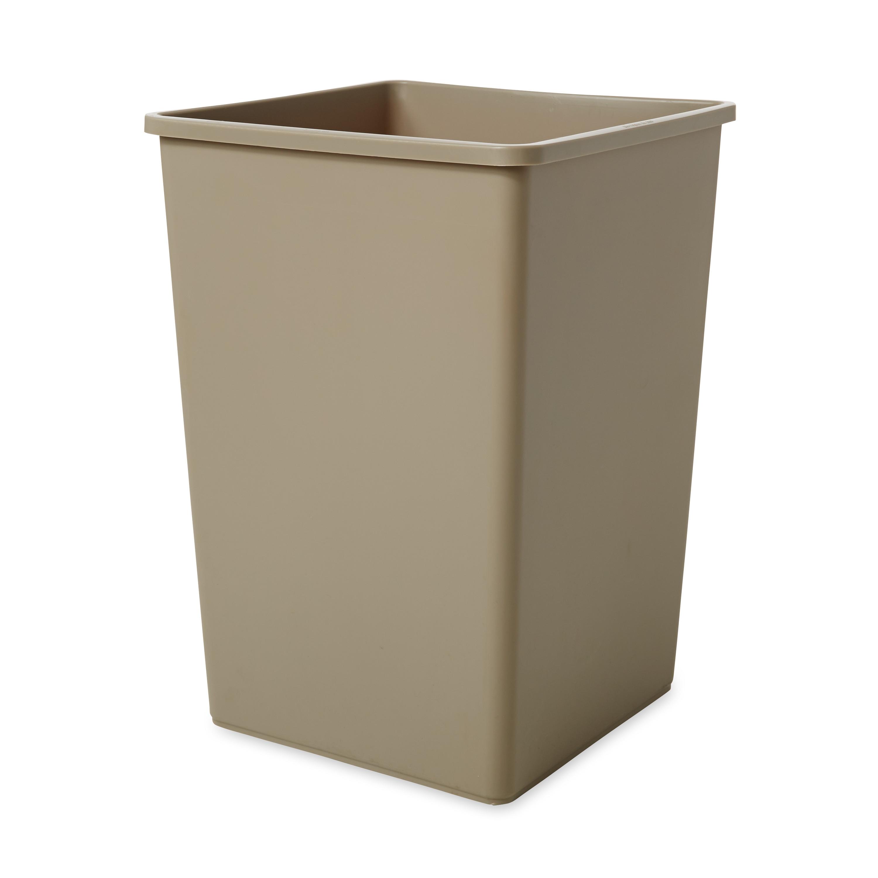 Untouchable® 1-Stream Trash Can 19.5X19.5X27.63 IN 35 GAL Beige Square Resin 1/Each