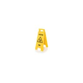 Floor Sign 26X11 IN Caution Yellow Plastic Multilingual 2-Sided 1/Each