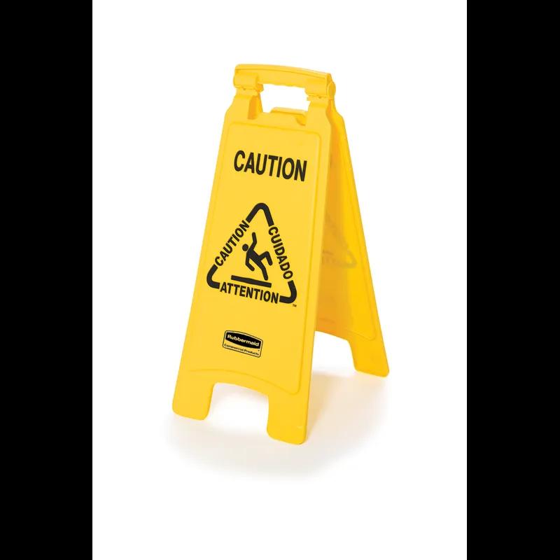 Floor Sign 26X11X25 IN Caution Yellow Plastic Multilingual 2-Sided 1/Each