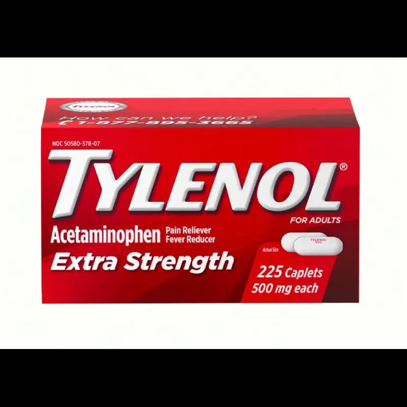 TYLENOL® Acetaminophen Pain Reliever and Fever Reducer Extra Strength 2 Caplet Dosage 50/Box