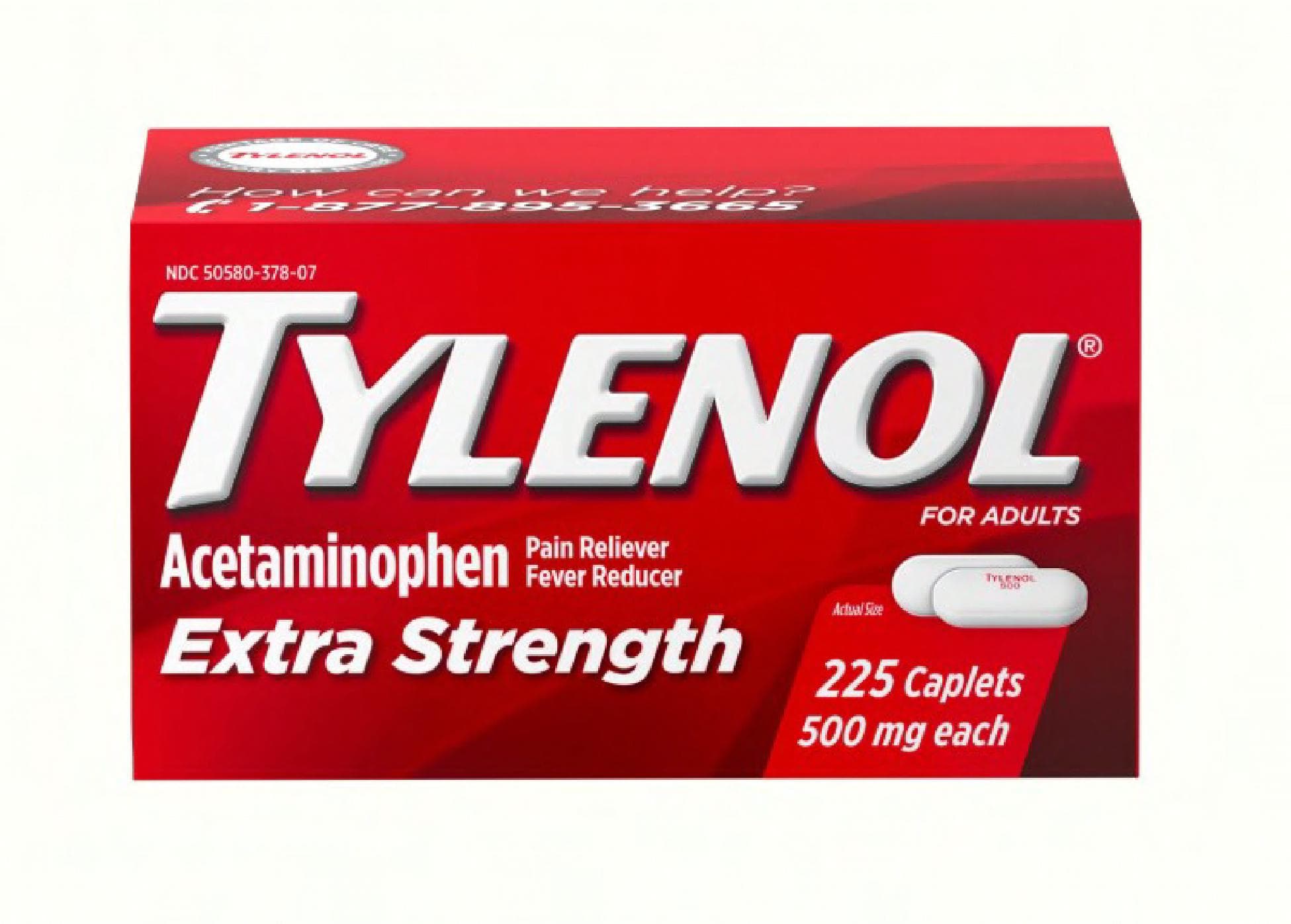 TYLENOL® Acetaminophen Pain Reliever and Fever Reducer Extra Strength 2 Caplet Dosage 50/Box