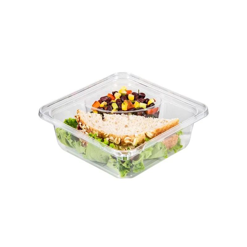 Dart® TamperGuard™ Deli Container Hinged 6.3X6.3X2.1 IN 2 Compartment PET Clear Tamper-Evident Tamper-Resistant 75 Count/Bag 4 Bags/Case