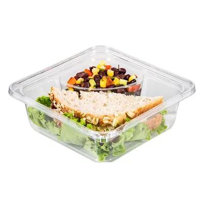Dart® TamperGuard™ Deli Container Hinged 6.3X6.3X2.1 IN 2 Compartment PET Clear Tamper-Evident Tamper-Resistant 75 Count/Bag 4 Bags/Case