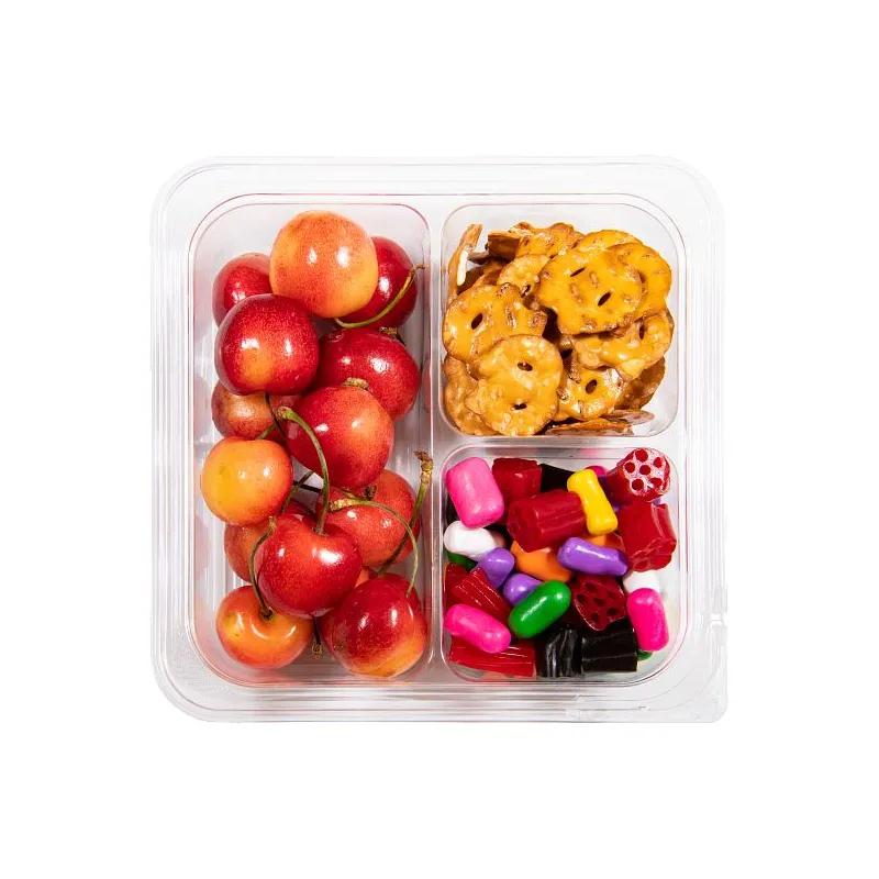 Dart® TamperGuard™ Cold Deli Container 6.3X6.3X2.1 IN 3 Compartment PET Clear 75 Count/Bag 4 Bags/Case 300 Count/Case