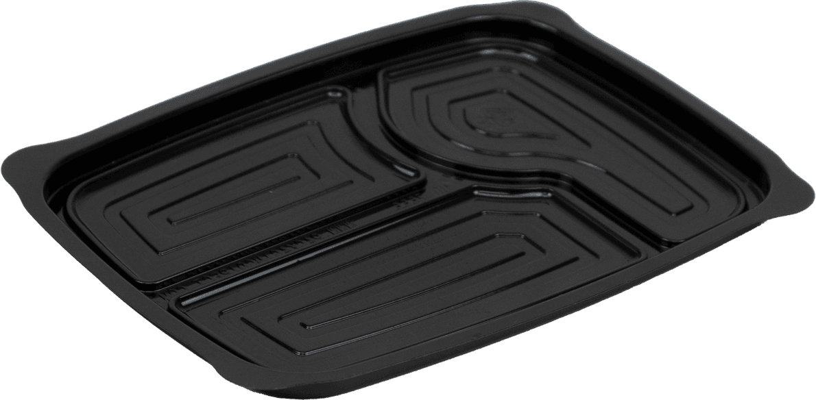 Take-Out Container Base PET Black Rectangle 600/Case