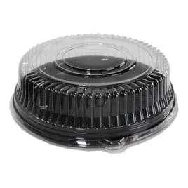 Serving Tray Base & Lid Combo With Dome Lid Large (LG) 12X4.56 IN PET Black Clear Round 25/Case