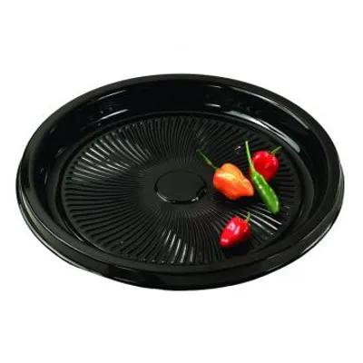 Serving Tray Base & Lid Combo With Dome Lid 12X2.31 IN PET Black Clear Round 25/Case