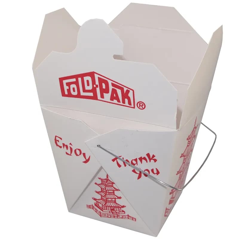 Fold-Pak® Food Pail 26 OZ 4X3.75 IN Paper White Red Round Without Handle 500/Case