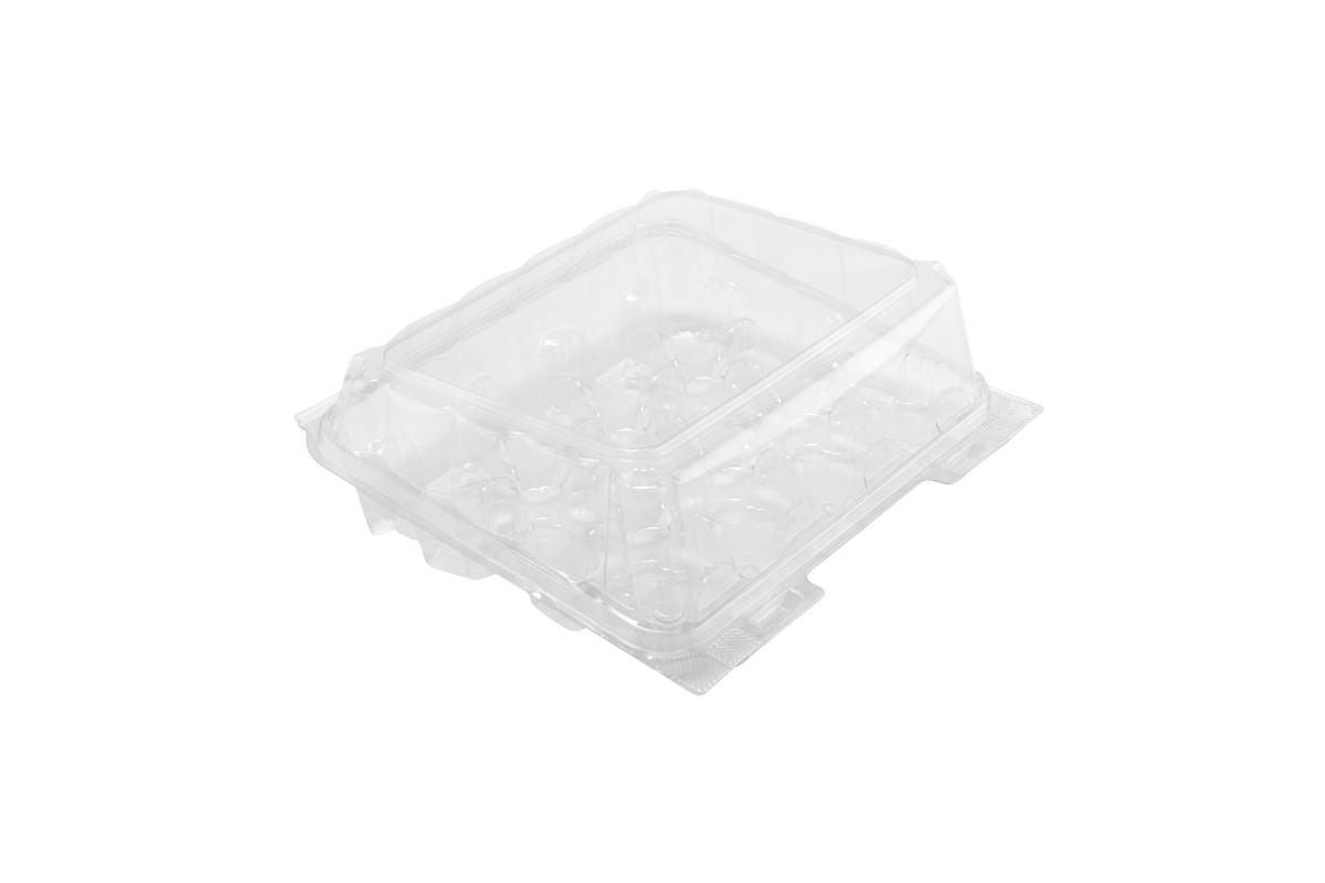 Mini Cupcake Hinged Container With Dome Lid 12 Compartment Plastic Clear 225/Case