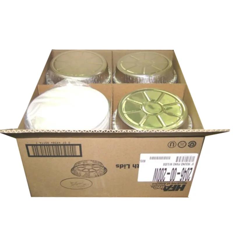 Take-Out Container Base & Lid Combo With Flat Lid 9X2 IN Aluminum Foil-Lined Paper Silver Clear Round 200/Case