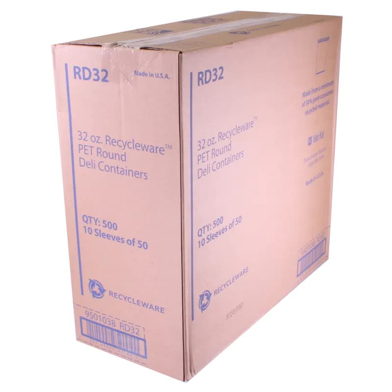 Recycleware® Deli Container Base 32 OZ RPET Clear Round 500/Case